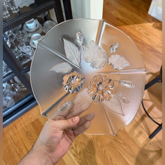 VTG Mikasa Walther Glass Calypso Wedding Easter Cake Plate 13" W Germany Floral - Picture 2 of 2